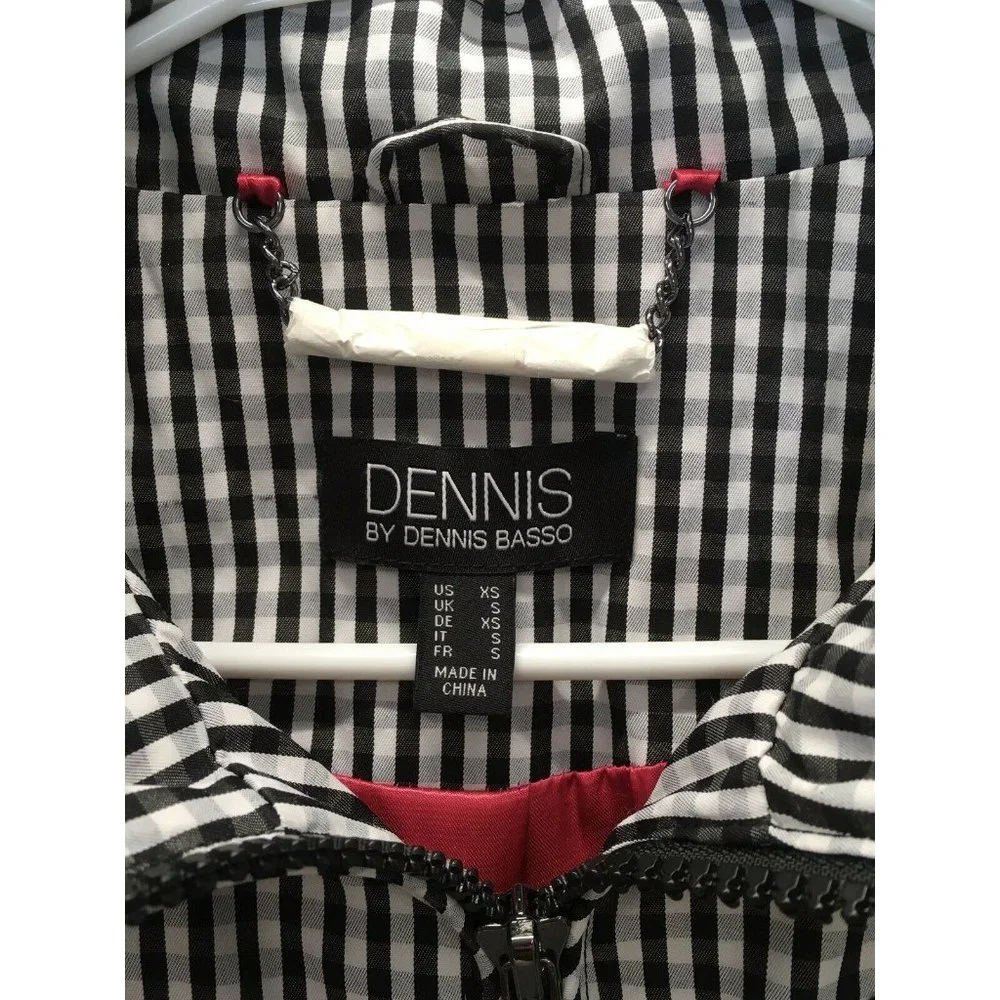 Dennis Basso Water Resistant Gingham Anorak Jacket Embellished Black White - Picture 8 of 11